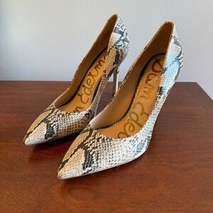 EUC Sam Edelman Black and Cream Snakeskin Heels Size 8.5